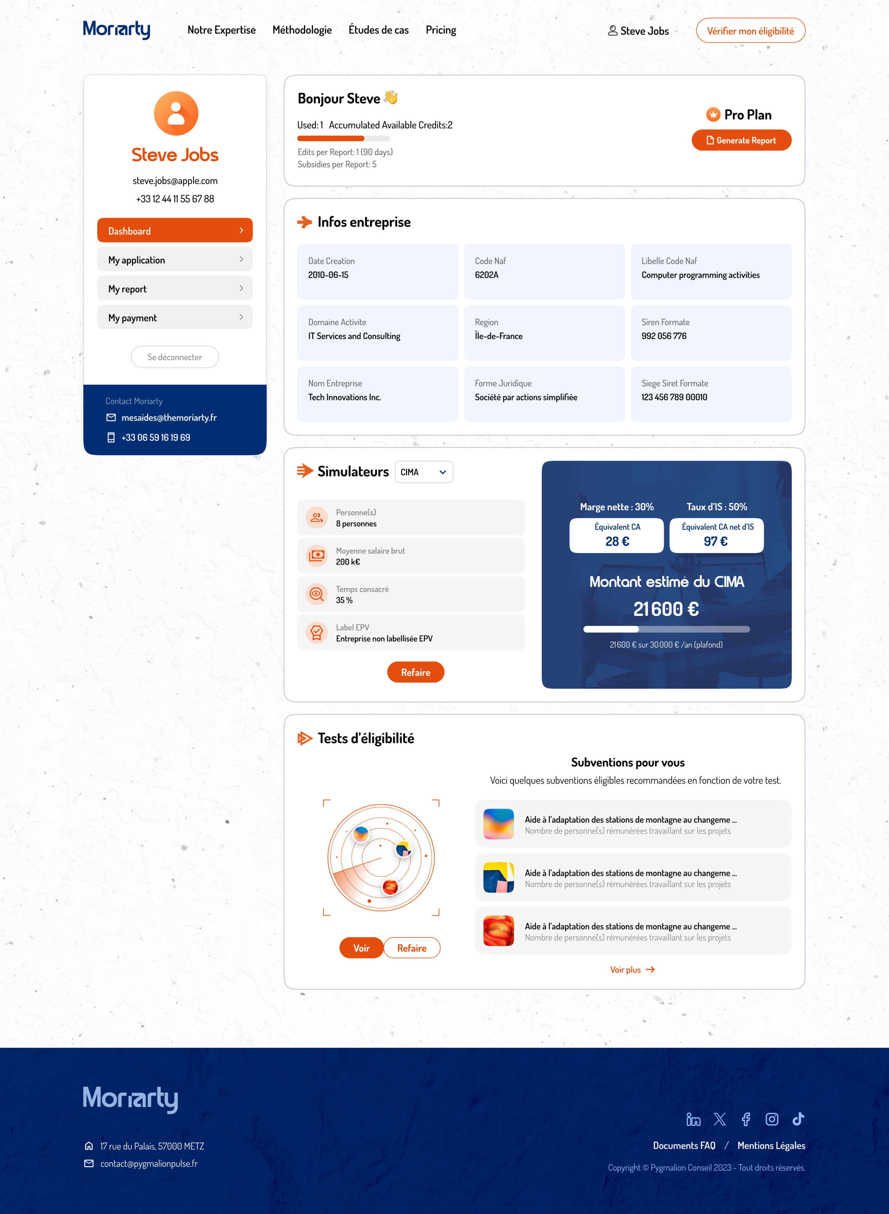 Moriarty — simulateur d'éligibilité