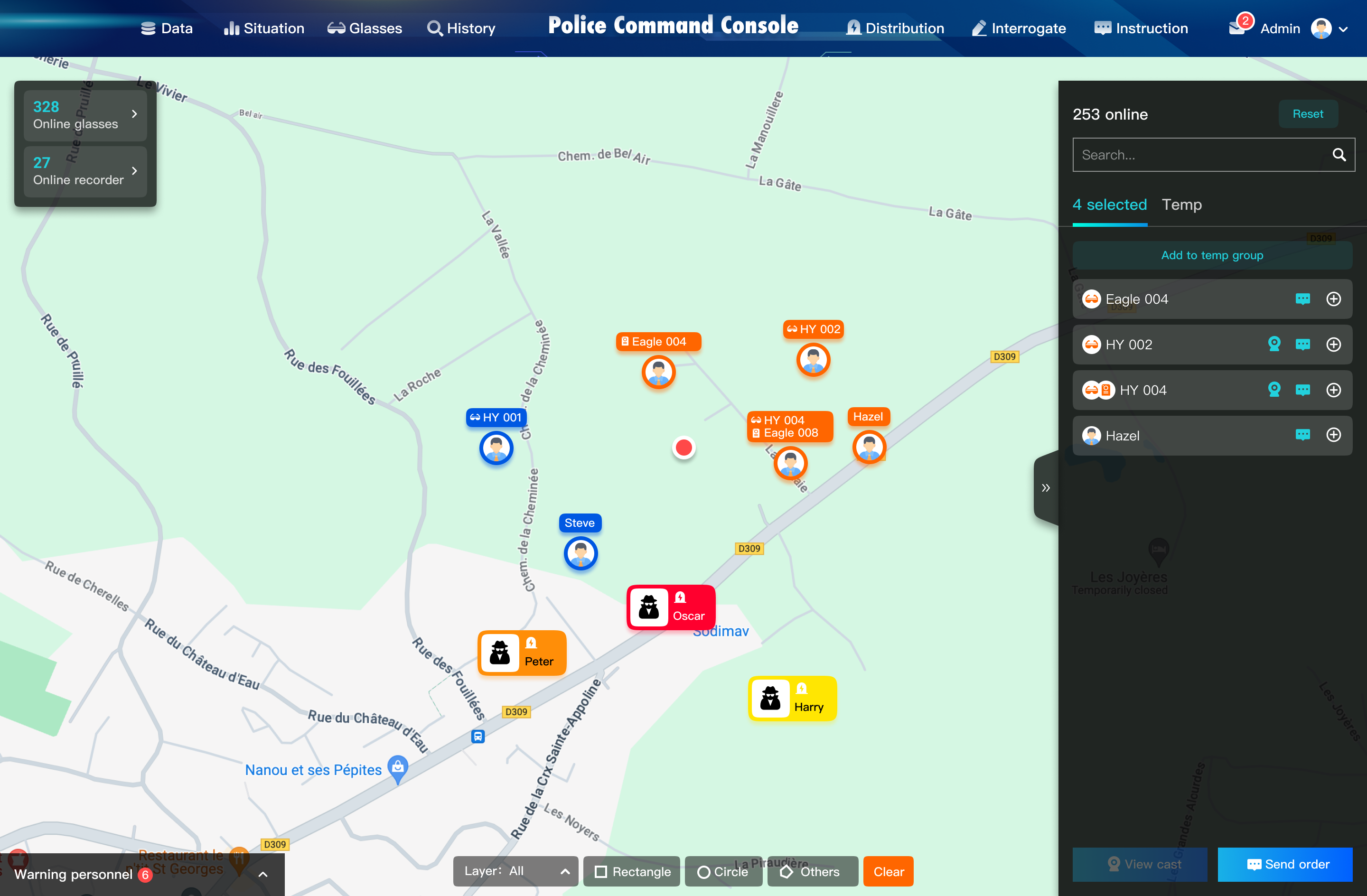 Police — tableau de bord cartographique