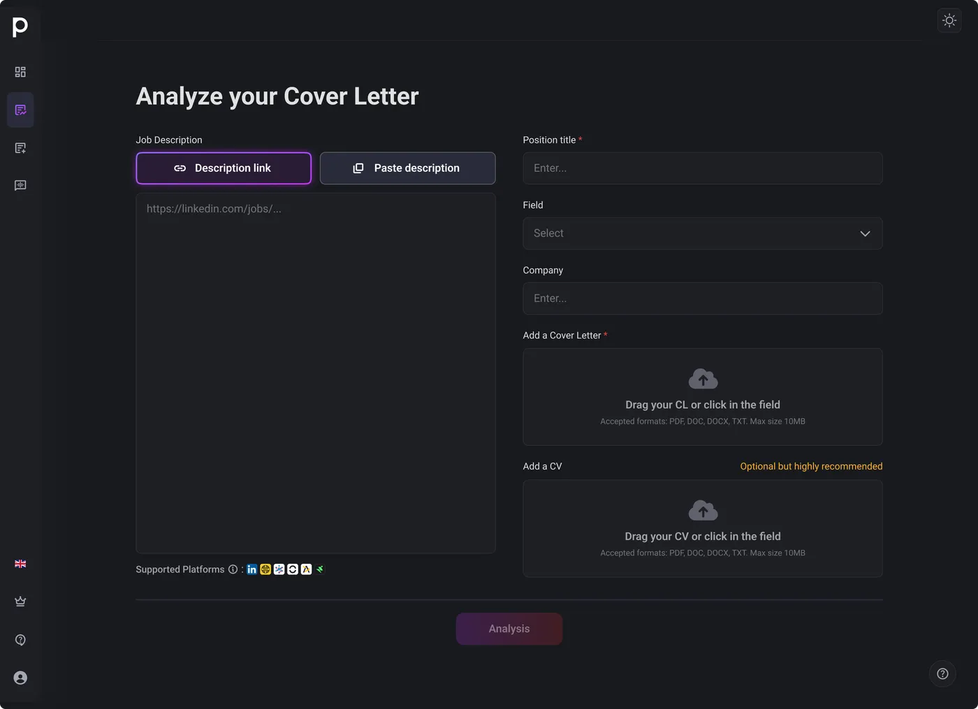 Génération de lettre de motivation — aperçu 1